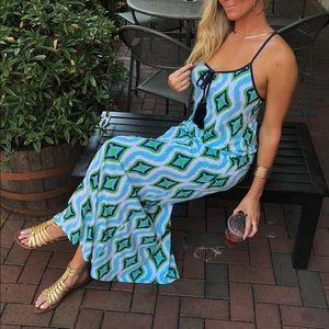 Boho print maxi dress with tassels